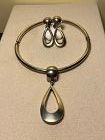 VINTAGE SPANISH MODERNIST JOACHIM S’PALIU STERLING NECKLACE & EARRINGS