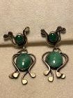 VINTAGE ISRAELI MODERNIST RACHEL GERA STERLING  AVENTURINE EARRINGS