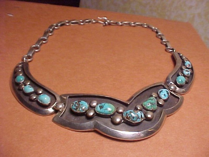 FRANK PATANIA SR. STERLING TURQUOISE NECKLACE