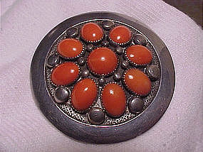 FRANK PATANIA SR. CORAL STERLING BROOCH/PENDANT