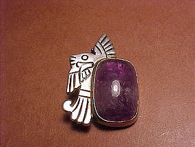 EARLY WILLIAM SPRATLING PIN WITH LARGE AMETHYST