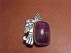 EARLY WILLIAM SPRATLING PIN WITH LARGE AMETHYST