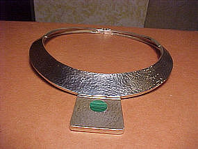 TANE MEXICO HAND HAMMERED STERLING MALACHITE NECKLACE