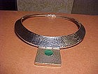 TANE MEXICO HAND HAMMERED STERLING MALACHITE NECKLACE