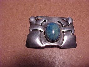 RARE CARENCE CRAFTERS ARTS&CRAFTS STERLING STONE PIN