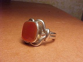 GEORG JENSEN DENMARK ART DECO STERLING CARNELIAN RING