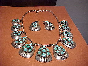 FRANK PATANIA SR. TURQUOISE NECKLACE AND EARRINGS