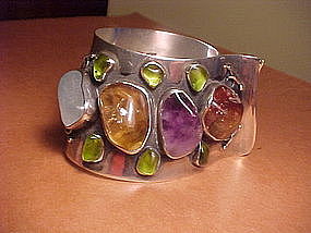 MODERNIST H. FRED SKAGGS STERLING GEMSTONE BRACELET