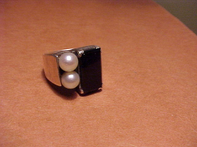 JANIYE JAPAN STERLING ONYX PEARL RING