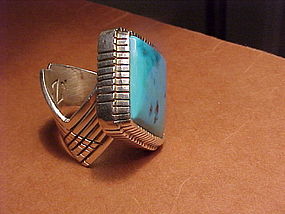 NAVAJO GIBSON NEZ STERLING TURQUOISE RING
