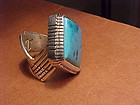NAVAJO GIBSON NEZ STERLING TURQUOISE RING