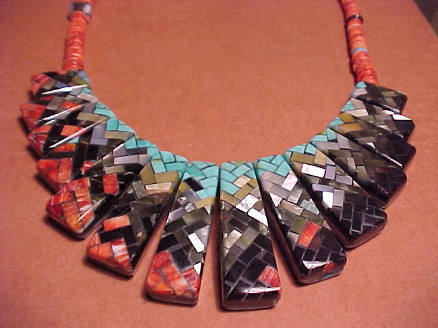 SAN FELIPE  CHARLENE REANO  TWO SIDED MOSAIC NECKLACE