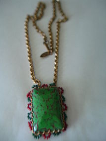 Vintage Miriam Haskell Art Glass Necklace w/Seed Beads