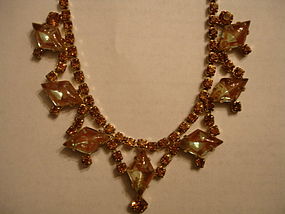 Vintage SAPHIRET Glass and Rhinestone Necklace