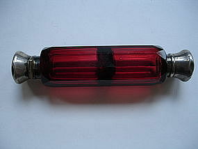 Cranberry Glass Lay Down Double Sided Perfume Bottle