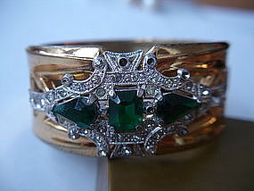 McClelland Barclay Art Deco Emerald Rhinestone Bracelet