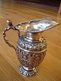 Ornate Dutch Sterling Silver Repousse Pitcher