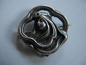 Unger Bros Sterling Silver Art Nouveau Watch Pin Brooch