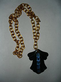 Art Deco Bakelite Pendant Celluloid Necklace ~ Changer