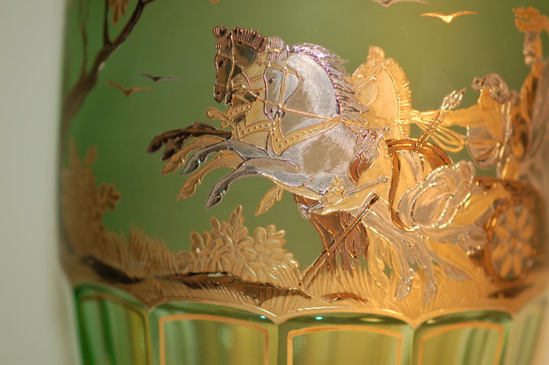 Moser Bohemian glass artist-signed vase C:1920