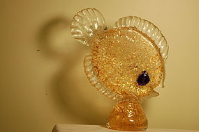 Tyra Lundgren Murano glass fish gold-fleck C:1950