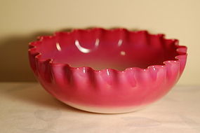 New England Peachblow glass bowl large C:1890