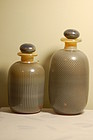 2 Vera Walther German Art Glass Bottles Signed