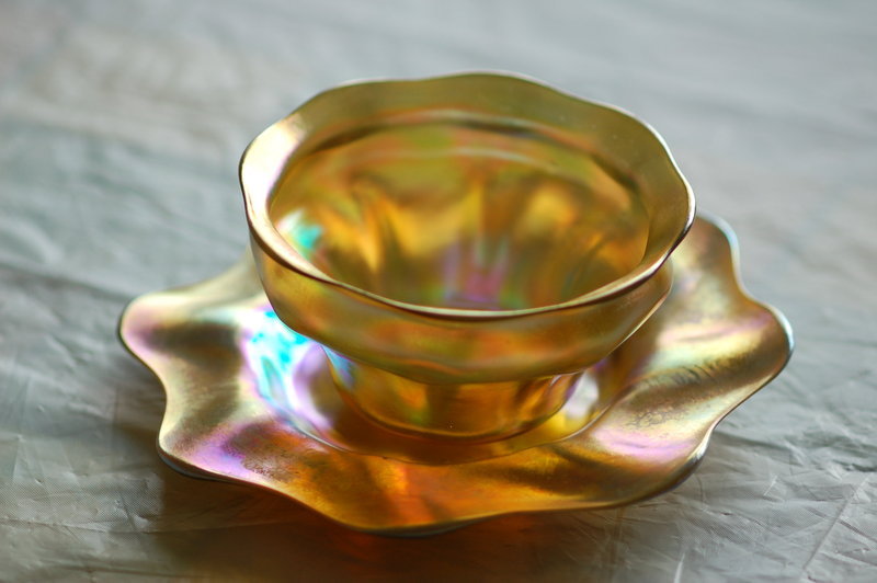 Tiffany Studios Favrile glass bowl &amp; underplate C:1910