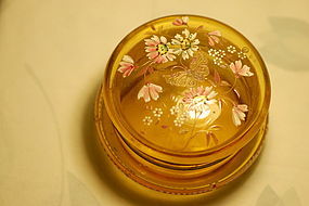 Bohemian glass hand painted box C: 1900