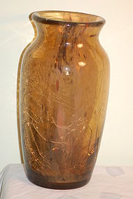 Rousseau Leveille crackled French glass vase C:1880