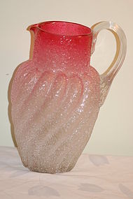 Harrach Bohemian overshot Rubina glass jug C:1880