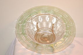 Steuben large threaded large center bowl signed C:1920
