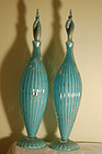 Alfredo Barbini pair Murano glass bottles decanters C:1950
