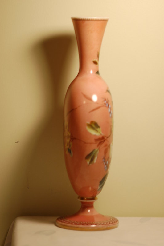 Thomas Webb hand painted large English glass vase C:1890