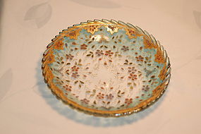 Moser Bohemian glass hand painted plate C:1885