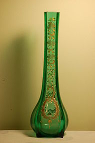 Bohemian Moser glass tall vase C:1900