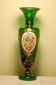 Bohemian Moser glass hand painted vase C:1885