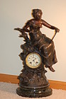 Marti French clock with L F Moreau signed statue C:1900