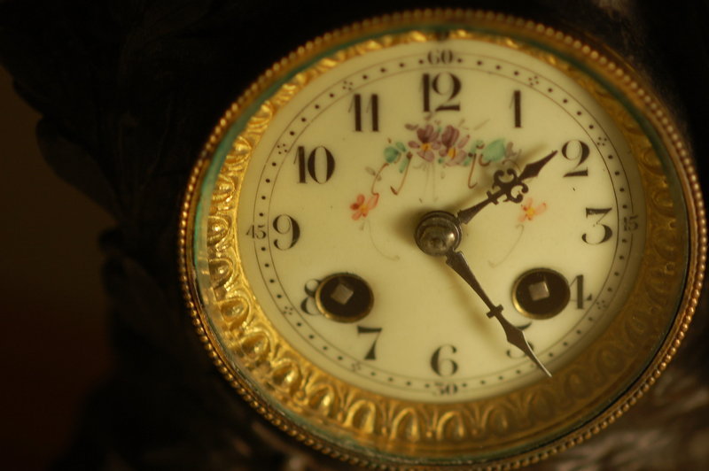 Marti French clock with L F Moreau signed statue C:1900