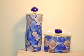 Murano glass 'Nerox' jars (2) by Fratelli Toso C:1960