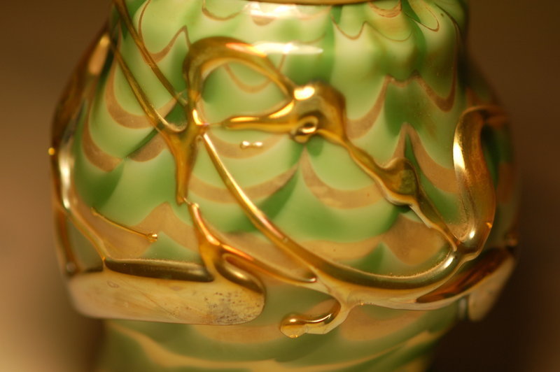 Tiffany Studios glass Corona 'Pulled Feather' vase very rare C:1905