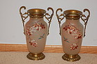 Pair Mont Joye (Monot & Stumpf) large French glass vases / lamp bases