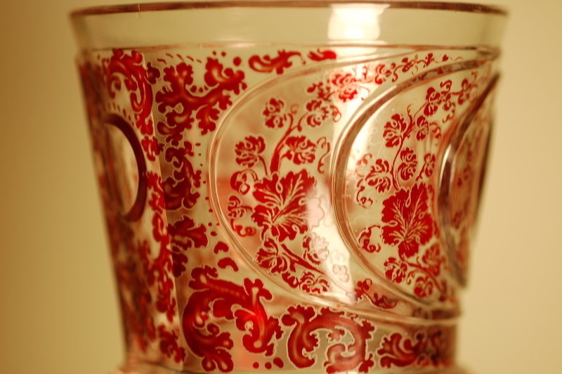 Karl Pfohl exceptional Bohemian glass ruby pokal C:1870