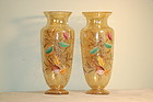 Pair Moser Bohemian glass ocean-themed crackle glass vases C:1890