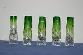 Moser Bohemian glass 5-piece bud vase set C:1900