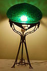 Loetz Bohemian glass oil-spot lamp C:1900