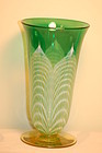 Durand Quezal glass pulled feather vase C:1930