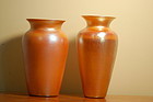 2 Quezal Durand Favrile Aurene glass vases signed C:1925