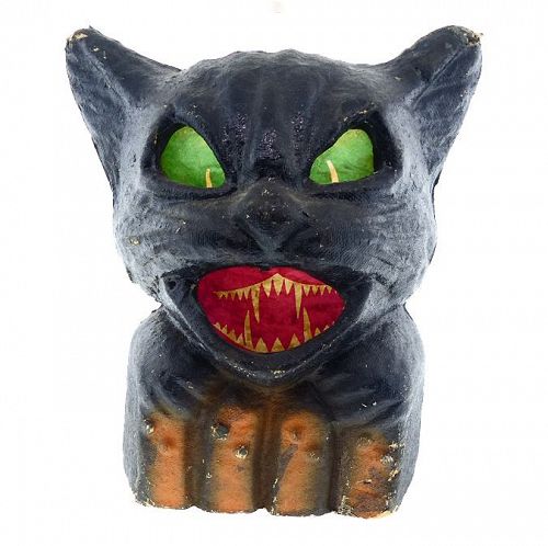 Vintage American Pulp Black Cat Halloween Lantern