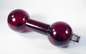 Art Deco Ruby Glass Dumbbell Cocktail Shaker